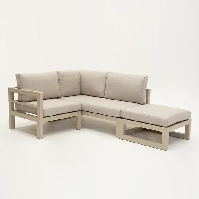 Grosso 2-zits bank R+ hocker + hoek beige, Vita, Tuincentrumoutlet.com