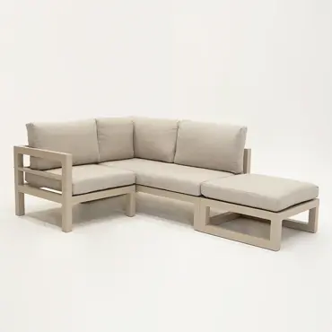 Grosso 2-zits bank R+ hocker + hoek beige, Vita, Tuincentrumoutlet.com