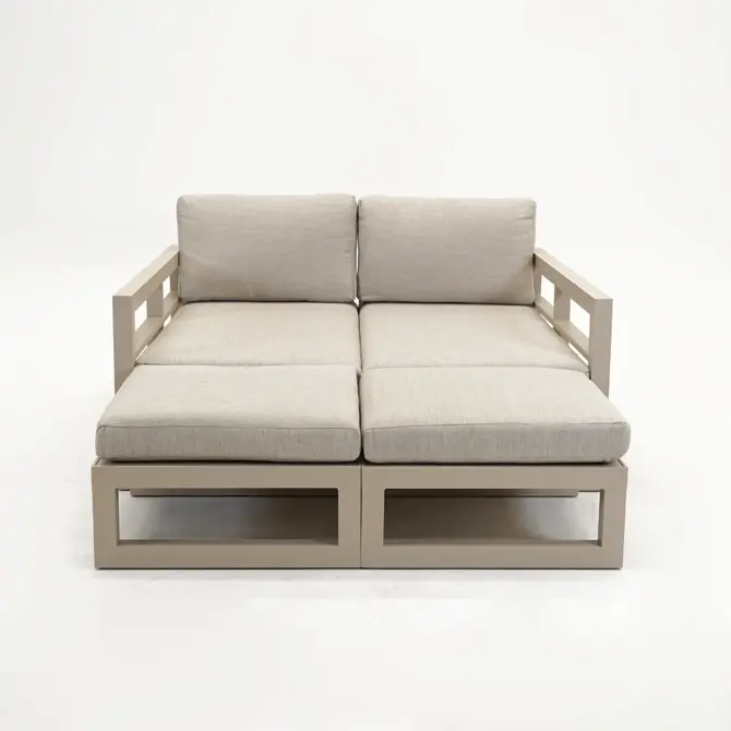 Grosso 4-zits bank + 2x hocker beige, Vita, Tuincentrumoutlet.com
