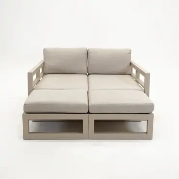 Grosso 4-zits bank + 2x hocker beige, Vita, Tuincentrumoutlet.com