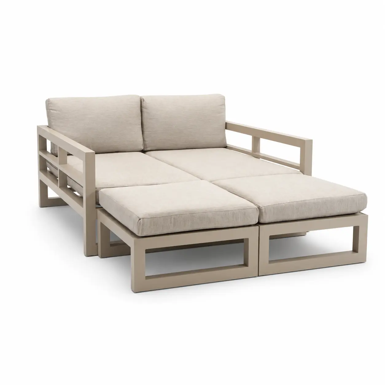 Grosso 4-zits bank + 2x hocker beige