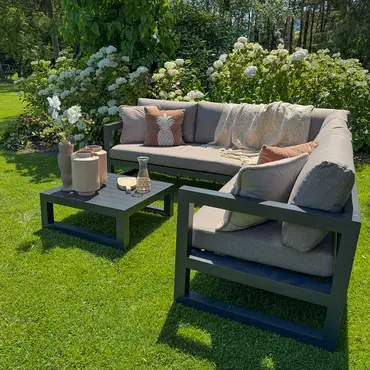 Grosso 4-zits bank + hocker beige sfeer, Vita, Tuincentrumoutlet.com