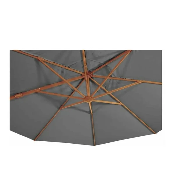Grote Zweefparasol VirgoFlex Houtlook Grijs 3,5m met Kruisvoet en Tegels - Parasol 3, Lesli Living, Tuincentrum Outlet