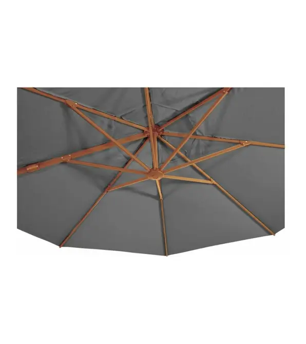 Grote Zweefparasol VirgoFlex Houtlook Grijs 3,5m met verrijdbare 90kg voet - Detail, Lesli Living, Tuincentrum Outlet