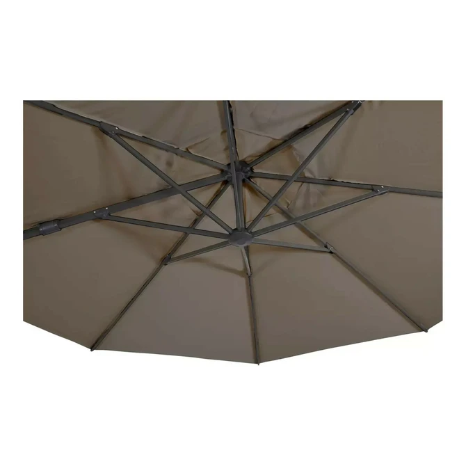 Grote Zweefparasol VirgoFlex Taupe 3,5m met Kruisvoet en Parasolvoettegels - Parasol 3, Lesli Living, Tuincentrum Outlet