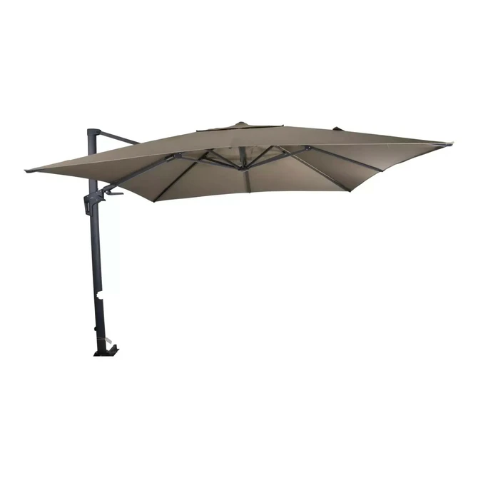 Grote Zweefparasol VirgoFlex Taupe 3x3m met Kruisvoet en Parasolvoettegels - Parasol, Lesli Living, Tuincentrum Outlet
