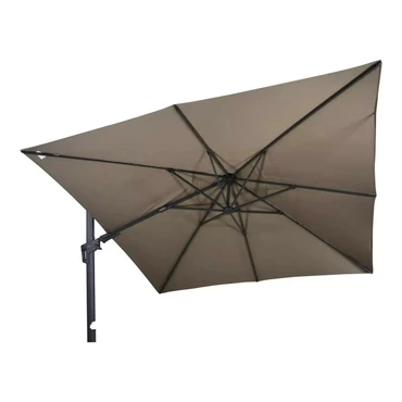 Grote Zweefparasol VirgoFlex Taupe 3x3m met Kruisvoet en Parasolvoettegels - Parasol 2, Lesli Living, Tuincentrum Outlet