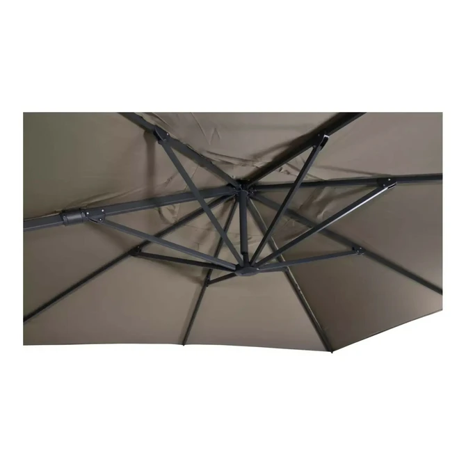 Grote Zweefparasol VirgoFlex Taupe 3x3m met Kruisvoet en Parasolvoettegels - Parasol 3, Lesli Living, Tuincentrum Outlet