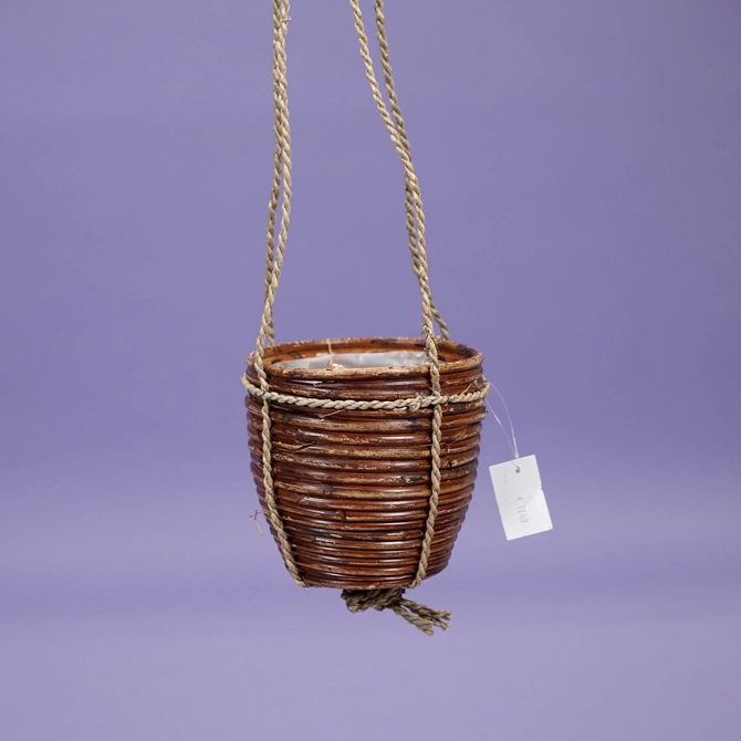 Hangpot streep brons d15h14cm - afbeelding 1