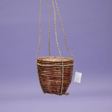 Hangpot streep brons d18h16cm - afbeelding 1