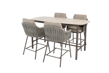 High dining set Manolo 180x90x90 met 4x Cannes stoel, 4 Seasons Outdoor, tuincentrumoutlet.com