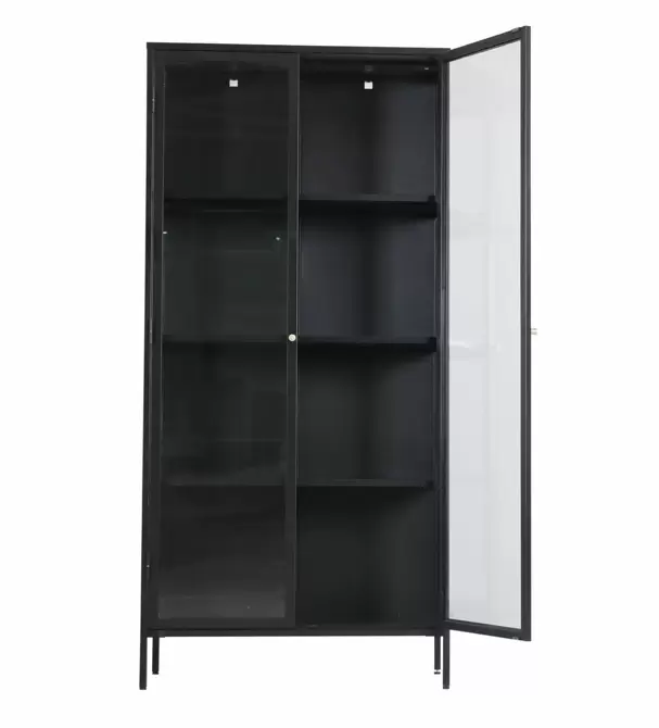 Hoge Stalen Kast met Tempered Glas Zwart van Moods - afbeelding 2