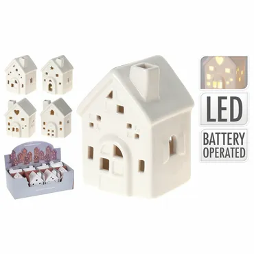HUIS MET LED 8CM 4ASS