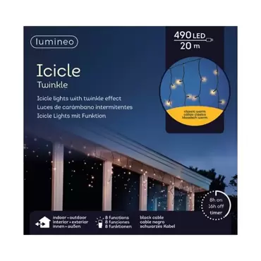 Icicle twinkle led l20m klassiek warm, Lumineo, tuincentrumoutlet