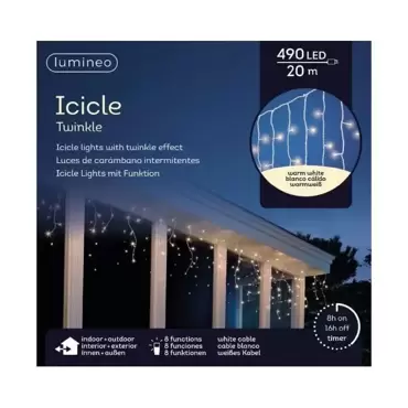 Icicle twinkle led l20m warm wit wit, Lumineo, tuincentrumoutlet