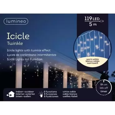 Icicle twinkle led l5m warm wit, Lumineo, tuincentrumoutlet