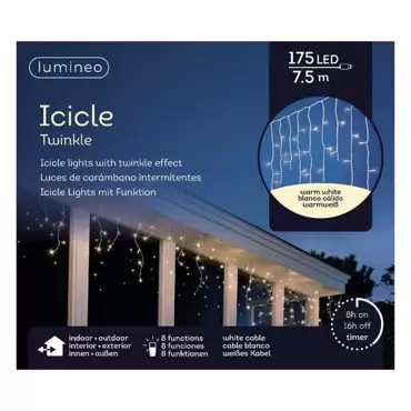 Icicle twinkle led l7.5m, Lumineo, tuincentrumoutlet