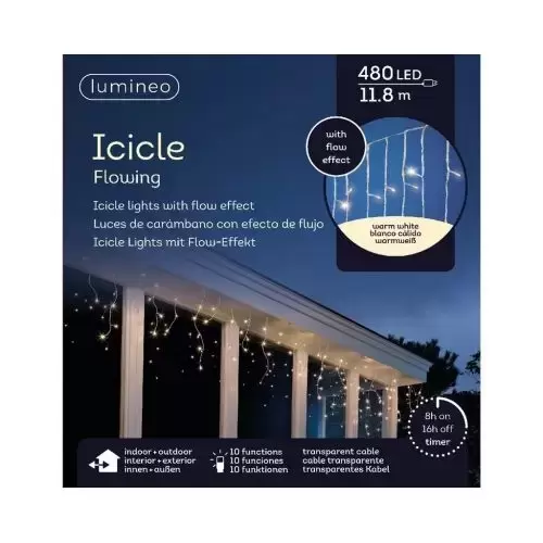 Icicle twinkle led transparant l11.8m warm wit, Lumineo, tuincentrumoutlet