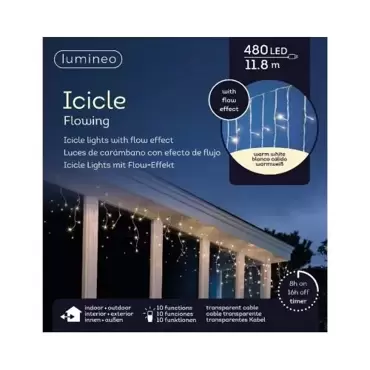 Icicle twinkle led transparant l11.8m warm wit, Lumineo, tuincentrumoutlet