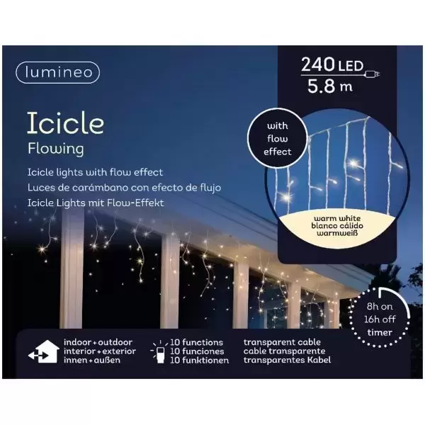 Icicle twinkle led transparant l5.8m warm wit, Lumineo, tuincentrumoutlet