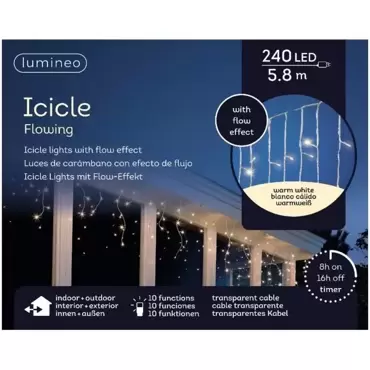 Icicle twinkle led transparant l5.8m warm wit, Lumineo, tuincentrumoutlet