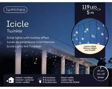 Icicle twinkle led 5m warm wit, Lumineo, tuincentrumoutlet