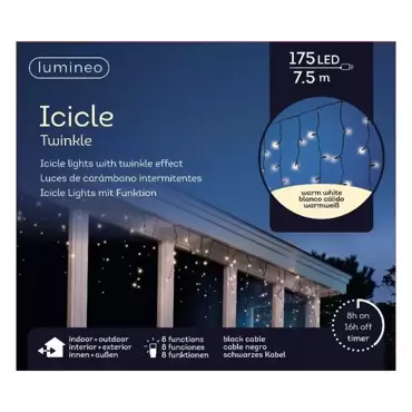 Icicle twinkle led l7.5m warm wit, Lumineo, tuincentrumoutlet