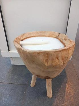 Kaars teak d22h30cm neutraal - afbeelding 1