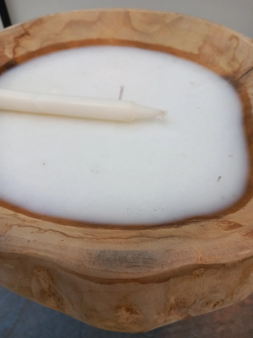 Kaars teak d22h30cm neutraal - afbeelding 2