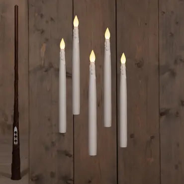 KAARS ZWEVEND LED MET TIMER INCLUSIEF TOVERSTOK DRAAD EN HAKEN 5 STUKS H27CM WIT, anna's collection, tuincentrumoutlet.com