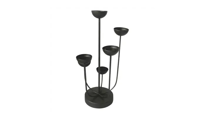 Kaarsenhouder mira h45.5cm zwart, Lesli Living, tuincentrumoutlet.com