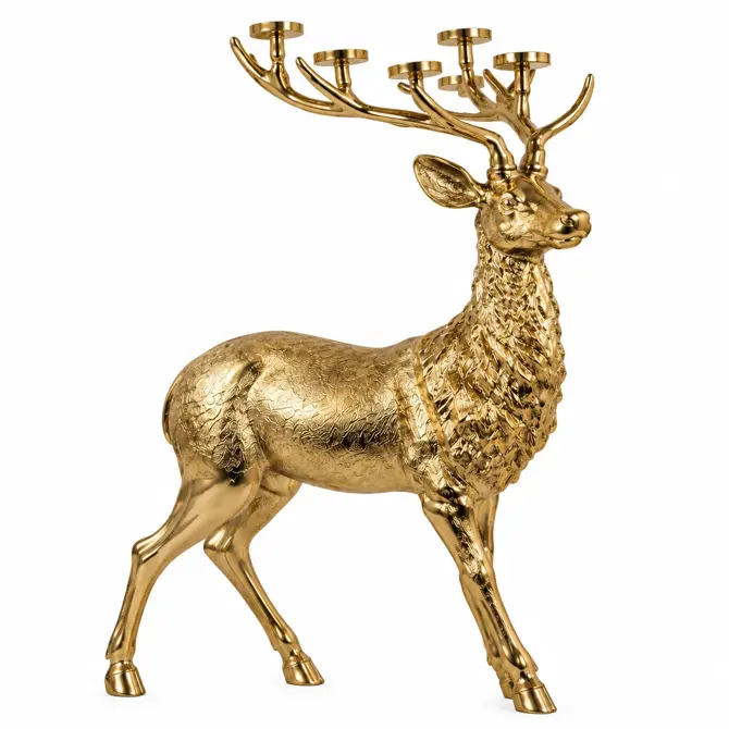 Kandelaar bert metaal 74x36x99cm goud, Countryfield, Tuincentrumoutlet.com