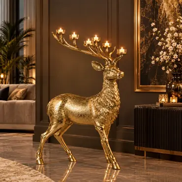 Kandelaar bert metaal 74x36x99cm goud sfeer, Countryfield, Tuincentrumoutlet.com