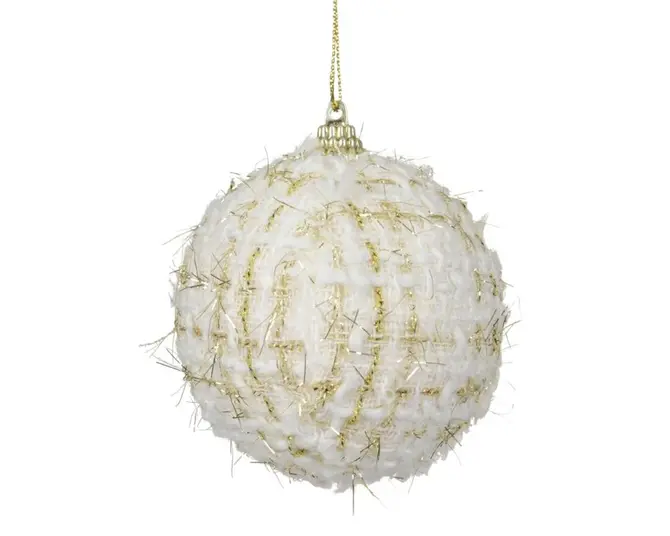 Kerstbal foam d8cm wolwit, Decoris, tuincentrumoutlet.com
