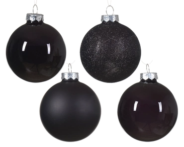 Kerstbal glas d7cm zwart ass 42st, kaemingk, tuincentrumoutlet