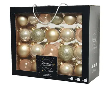 Kerstbal glas mix parel 42st, Decoris, tuincentrumoutlet