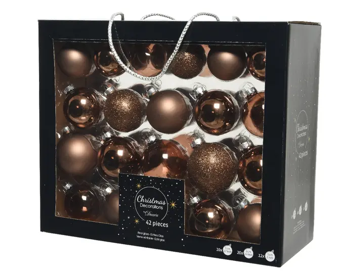 Kerstbal glas mix walnoot 42st, Decoris, tuincentrumoutlet