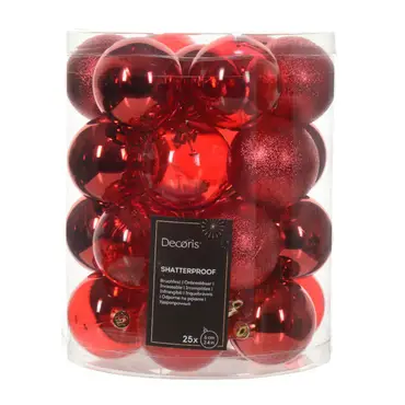 Kerstbal kunststof d6cm krd 25st, Decoris, tuincentrumoutlet
