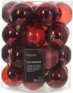 Kerstbal kunststof d6cm obld 25st, Decoris, tuincentrumoutlet