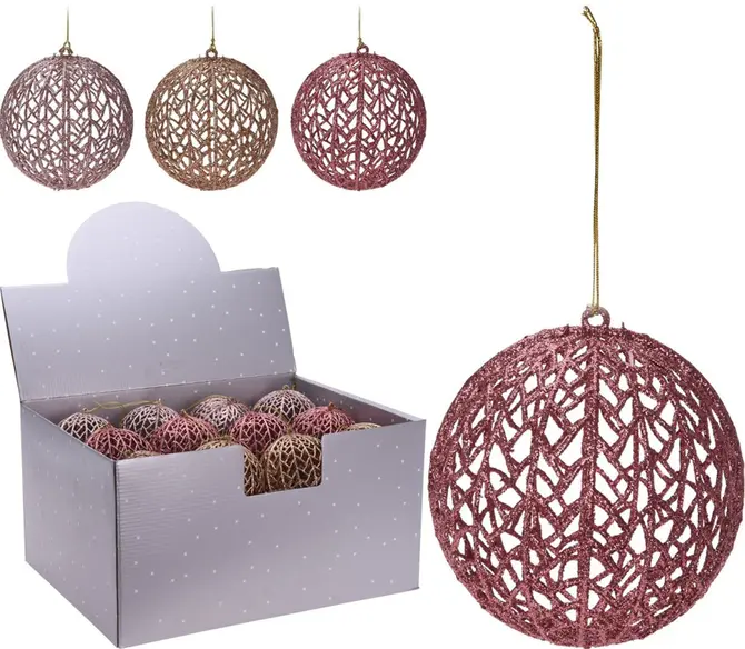 KERSTBAL MET GLITTER 9CM ELEGA, Koopman, tuincentrumoutlet