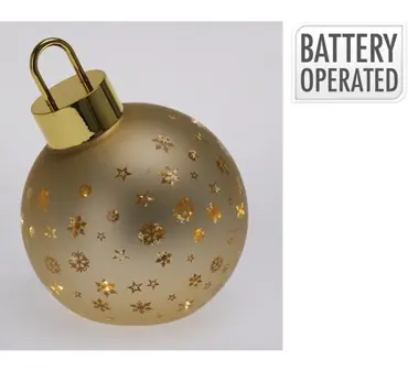 KERSTBAL MET LED 15CM MAT GOUD - afbeelding 1