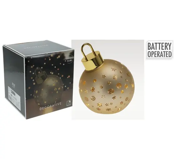 KERSTBAL MET LED 15CM MAT GOUD - afbeelding 2