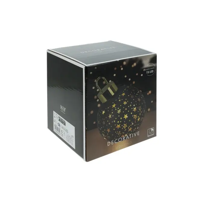 KERSTBAL MET LED 15CM MAT ZWAR - afbeelding 2