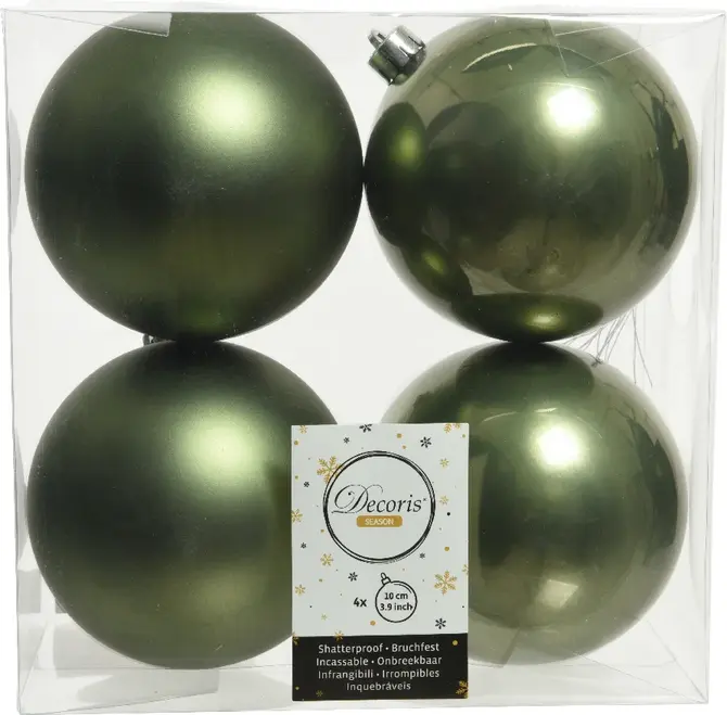 Kerstbal plc d10cm gl-mt mosgrn 4st, Decoris, tuincentrumoutlet