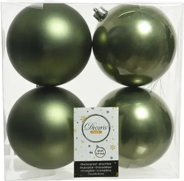 Kerstbal plc d10cm gl-mt mosgrn 4st, Decoris, tuincentrumoutlet