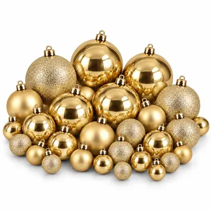 Kerstbal plc d8cm goud 46st, mica decorations, tuincentrumoutlet.com