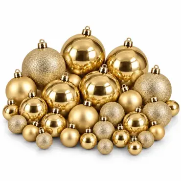 Kerstbal plc d8cm goud 46st, mica decorations, tuincentrumoutlet.com
