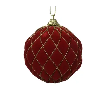 Kerstbal plc d8cm kerstrood/goud - afbeelding 2