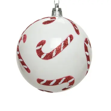 Kerstbal plc d8cm winterwit - afbeelding 2
