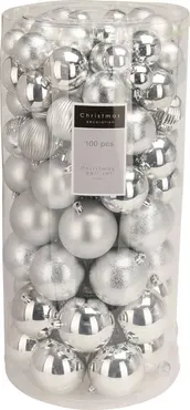 KERSTBAL SET 100 ZILVER, koopman, tuincentrumoutlet.com